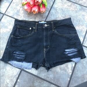 Levi’s Silver Tab Distressed High Waist Cut Off Jean Shorts Sz 31